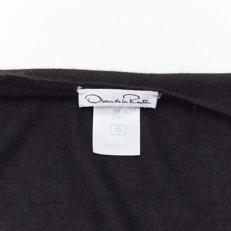 OSCAR DE LA RENTA silk cashmere gathered front black cardigan XS For Sale 4