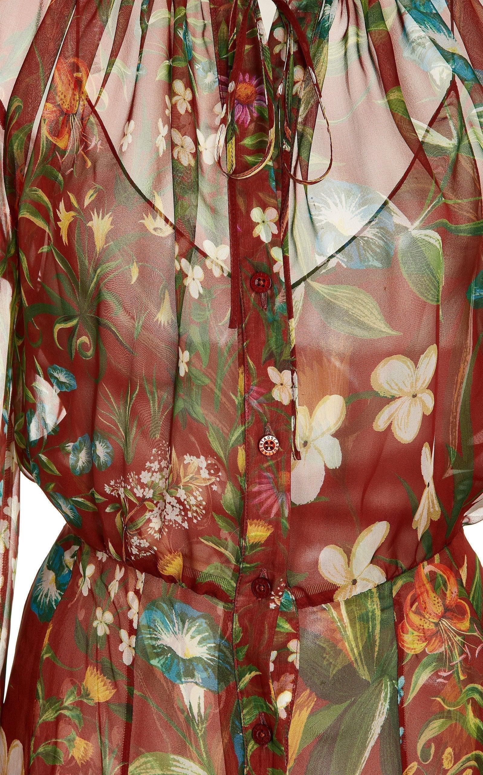 Oscar de la Renta Silk Chiffon Midi Dress Size 4 For Sale 1