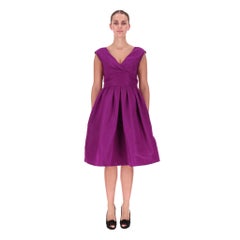 Oscar De La Renta Silk Flared Pleated Dress