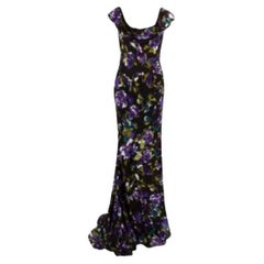Oscar de la Renta Silk Floral Print Gown