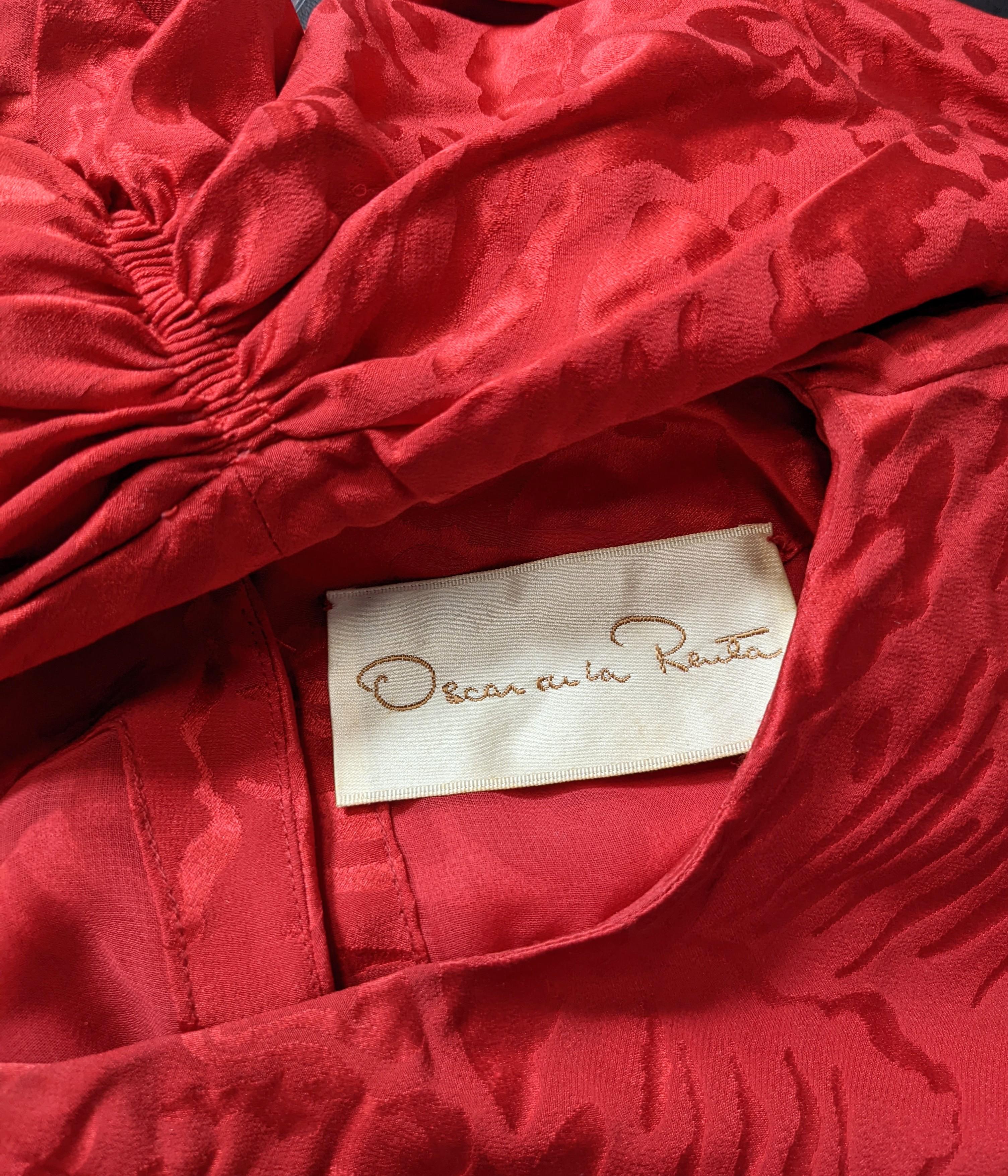 Oscar de la Renta Silk Jacquard Evening Gown For Sale 8