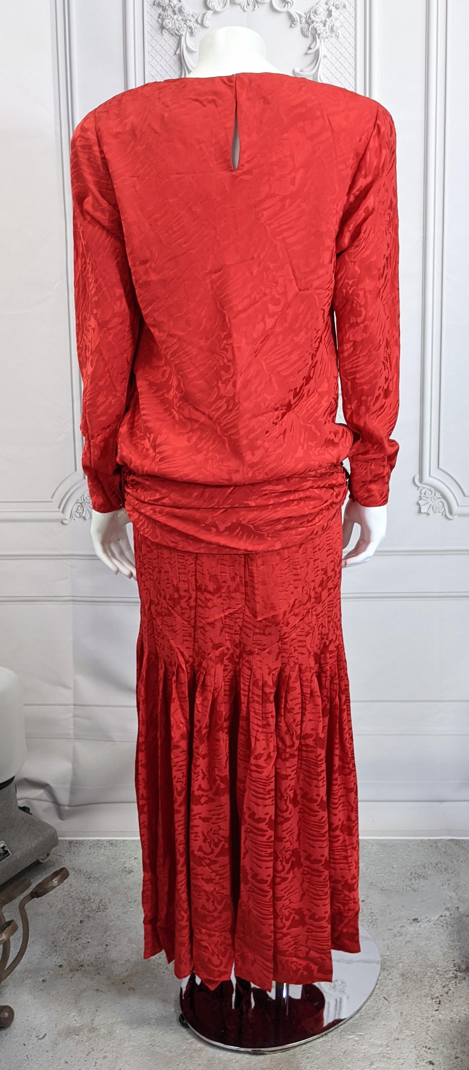 Oscar de la Renta Silk Jacquard Evening Gown For Sale 1