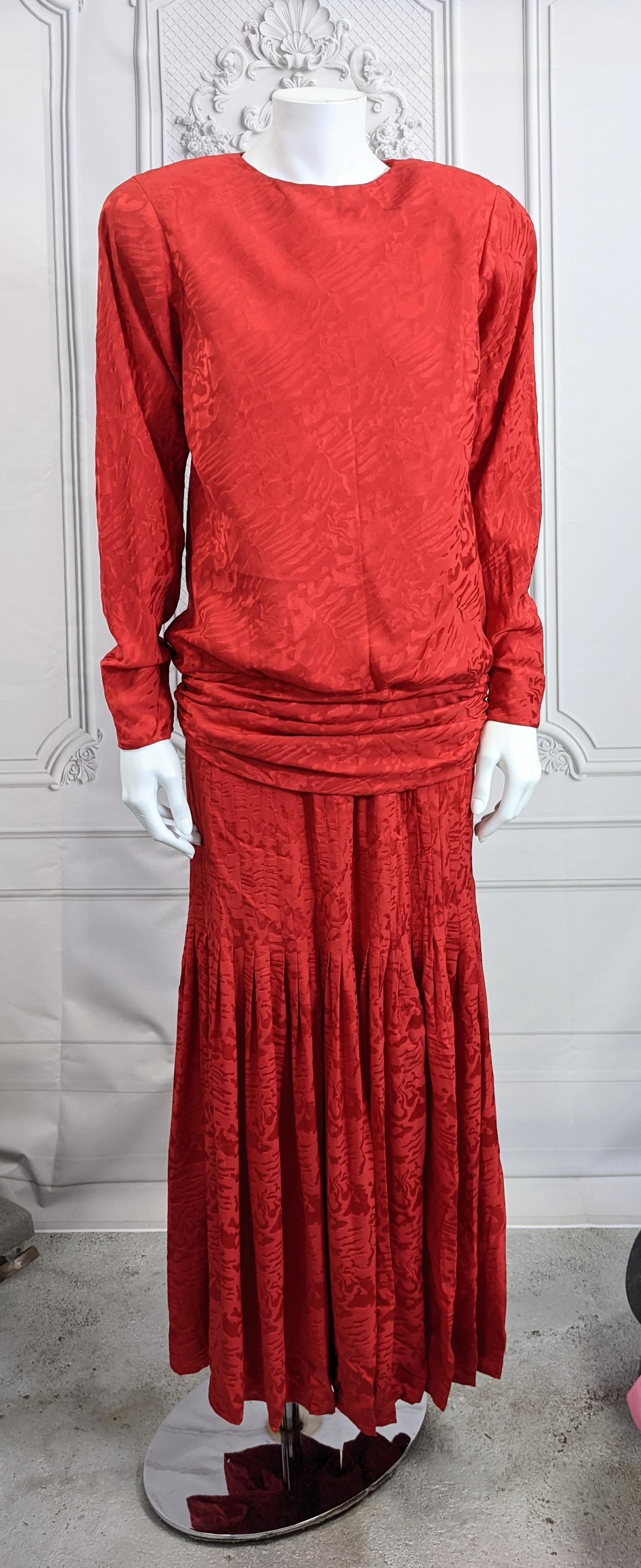 Oscar de la Renta Silk Jacquard Evening Gown For Sale 2