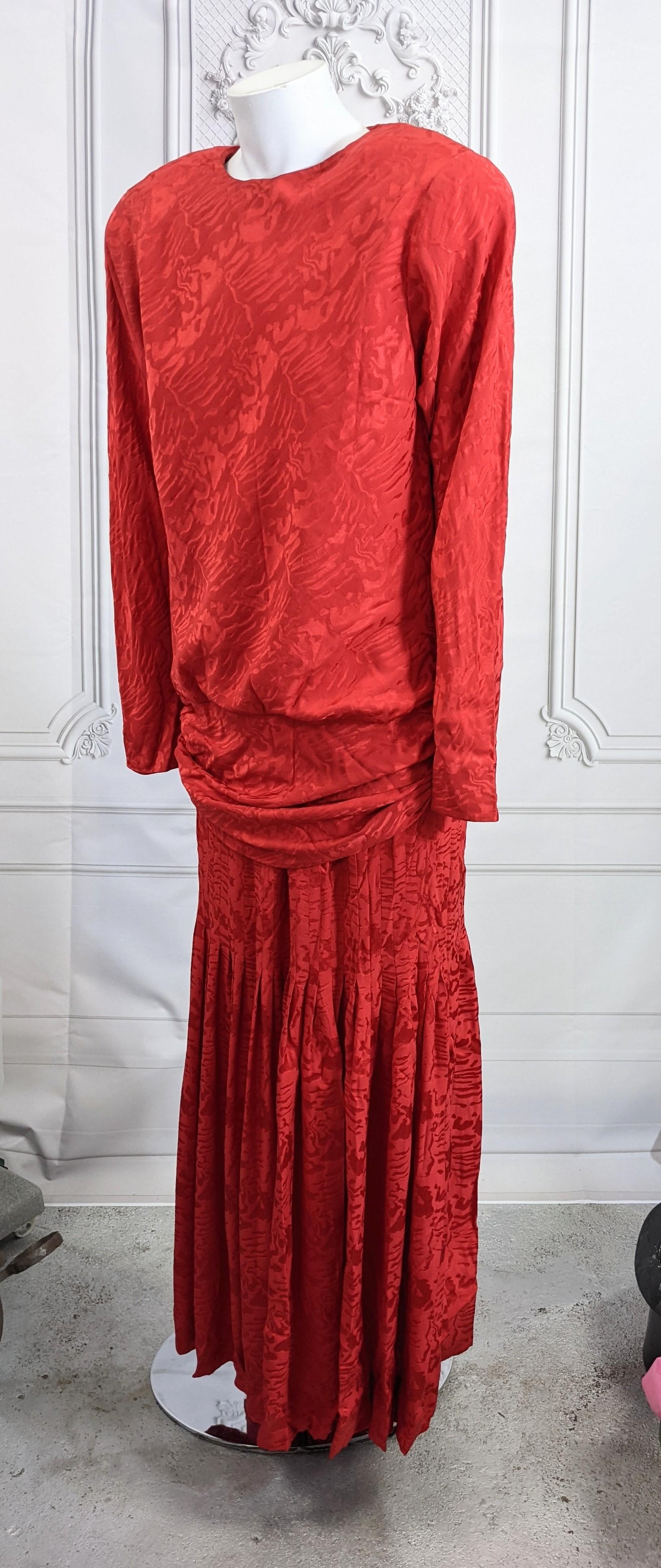 Oscar de la Renta Silk Jacquard Evening Gown For Sale 3