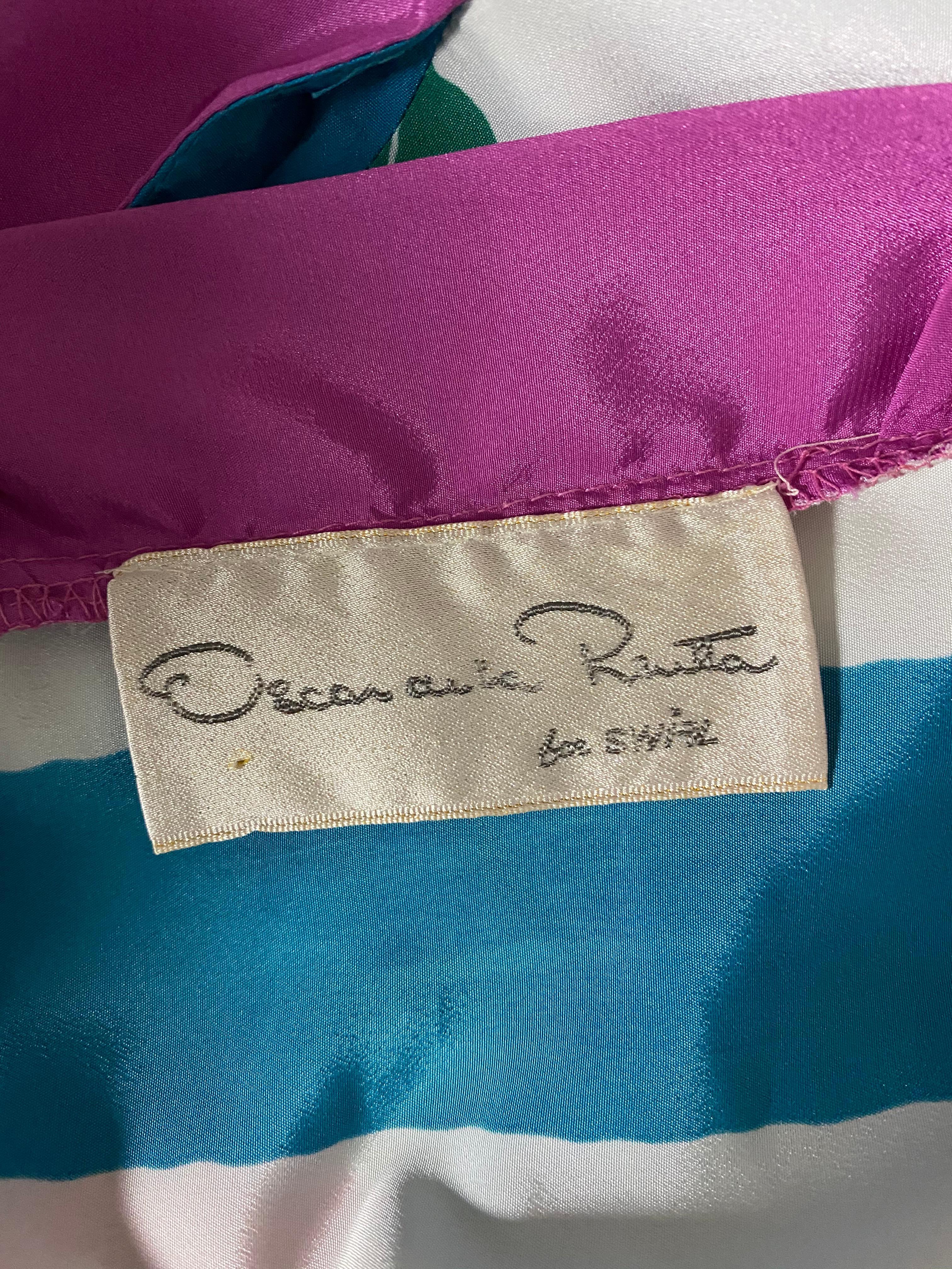 Oscar de la Renta - Robe longue tunique en soie multicolore en vente 5