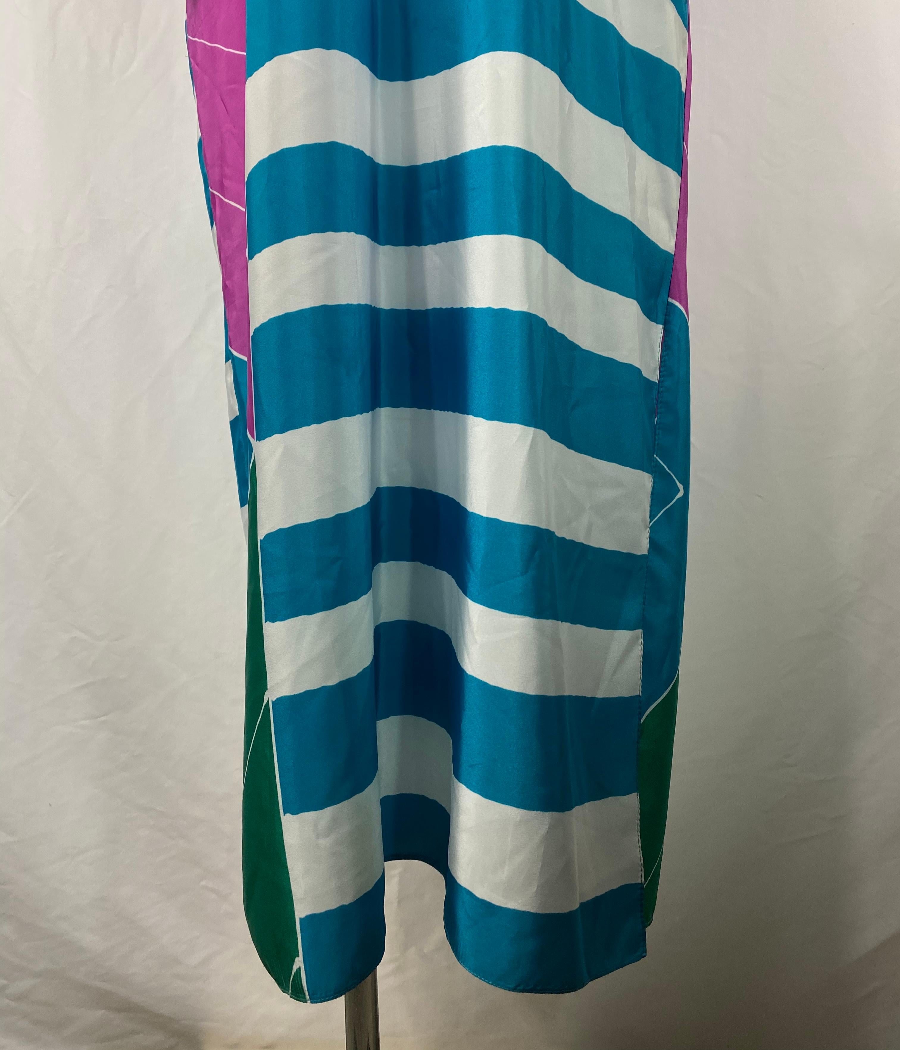 Rose Oscar de la Renta - Robe longue tunique en soie multicolore en vente