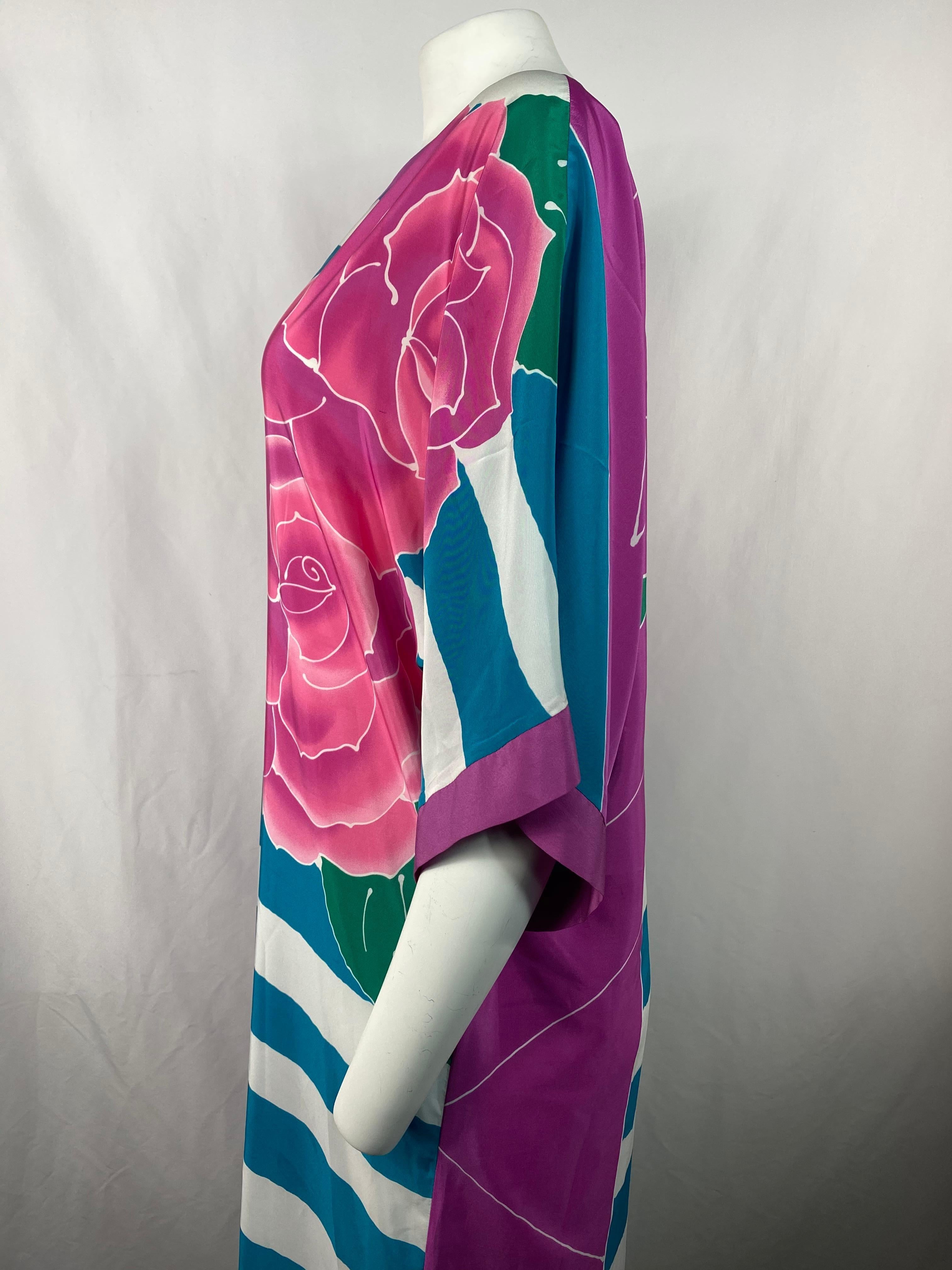 Oscar de la Renta - Robe longue tunique en soie multicolore Pour femmes en vente