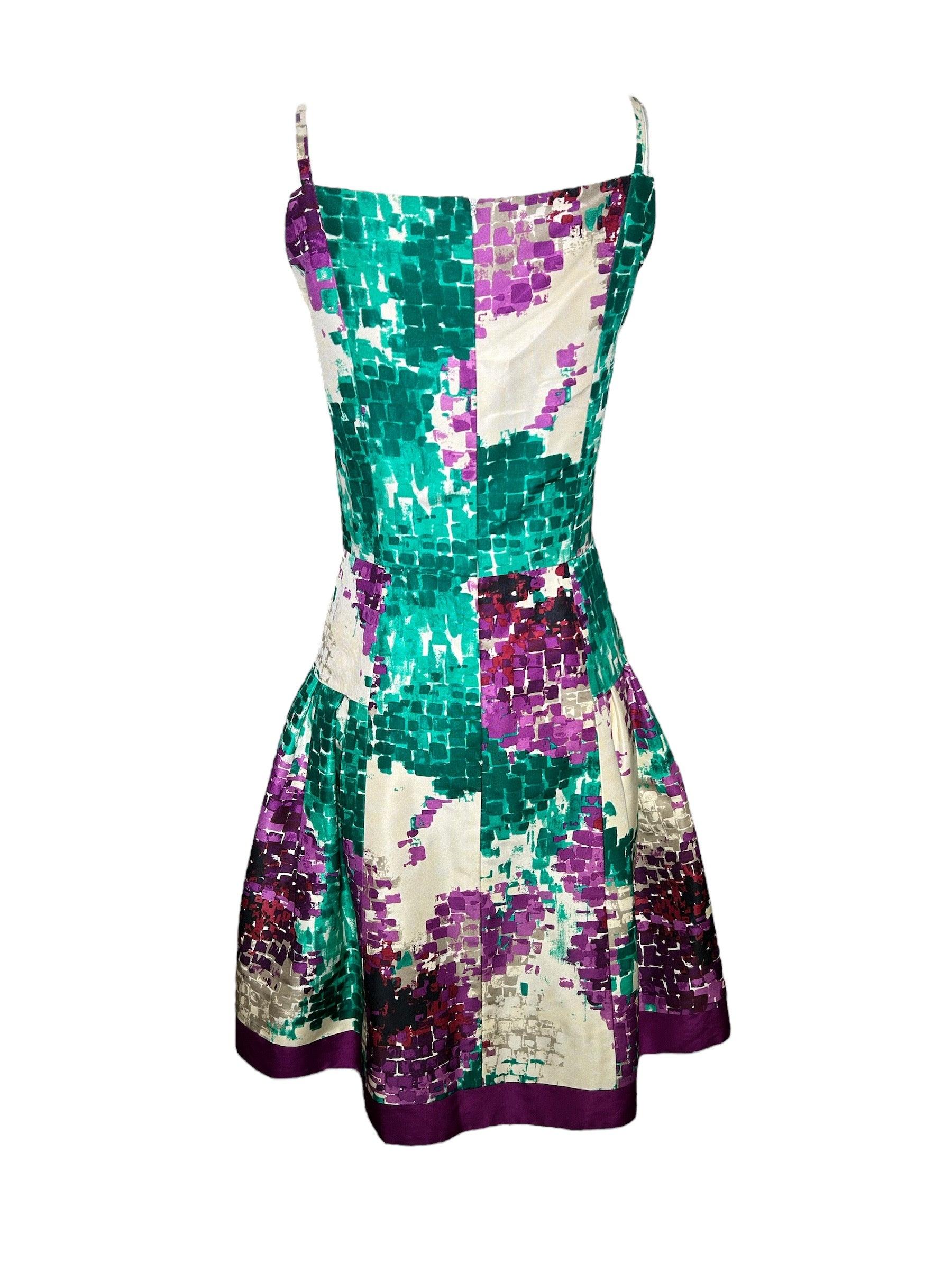 Bleu Oscar De La Renta Silk Purple Fit & Flare Dress W/ Maxi Shawl, 2010s en vente