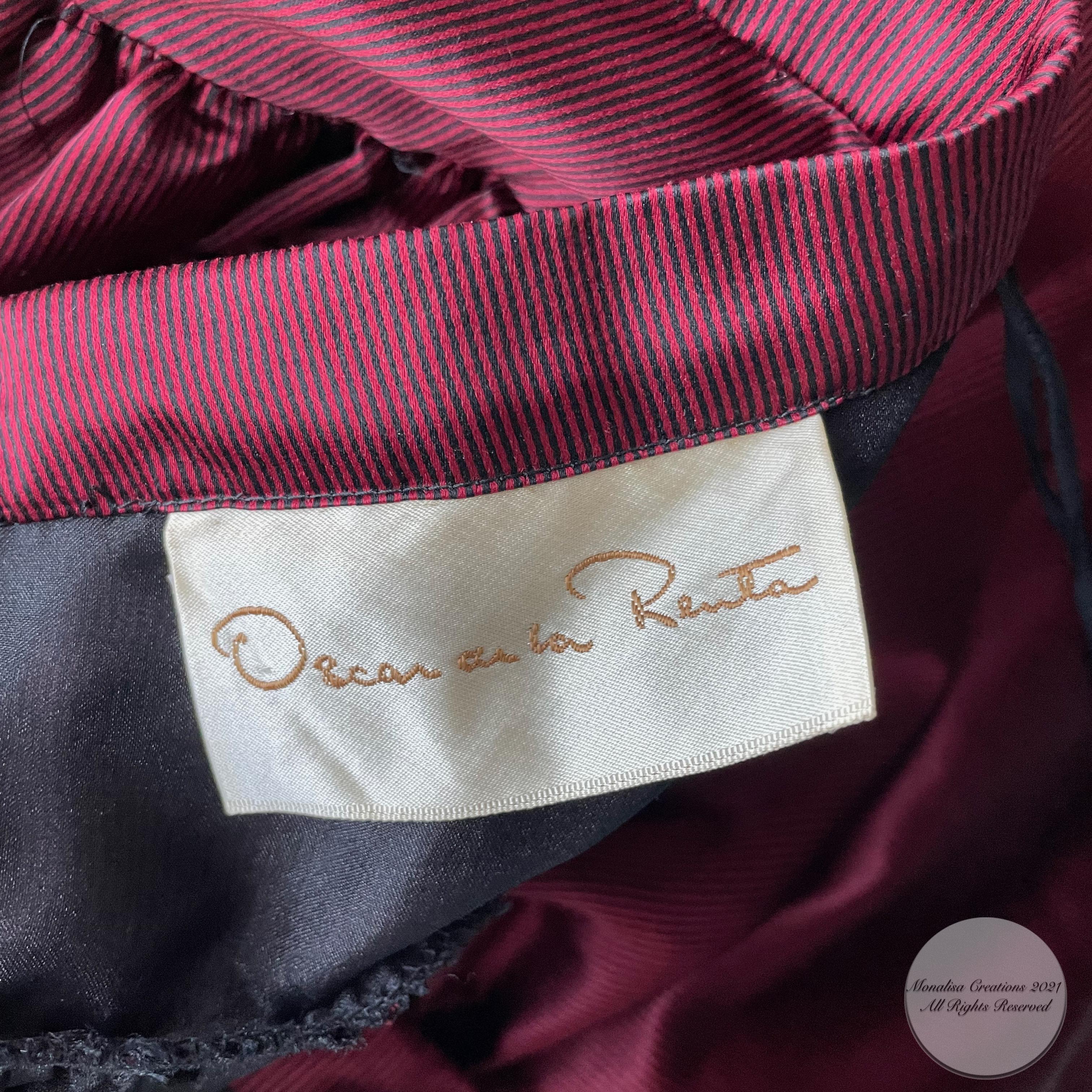 Oscar de la Renta Silk Skirt Formal Evening Box Pleat Maxi Pinstripe Vintage 70s 3