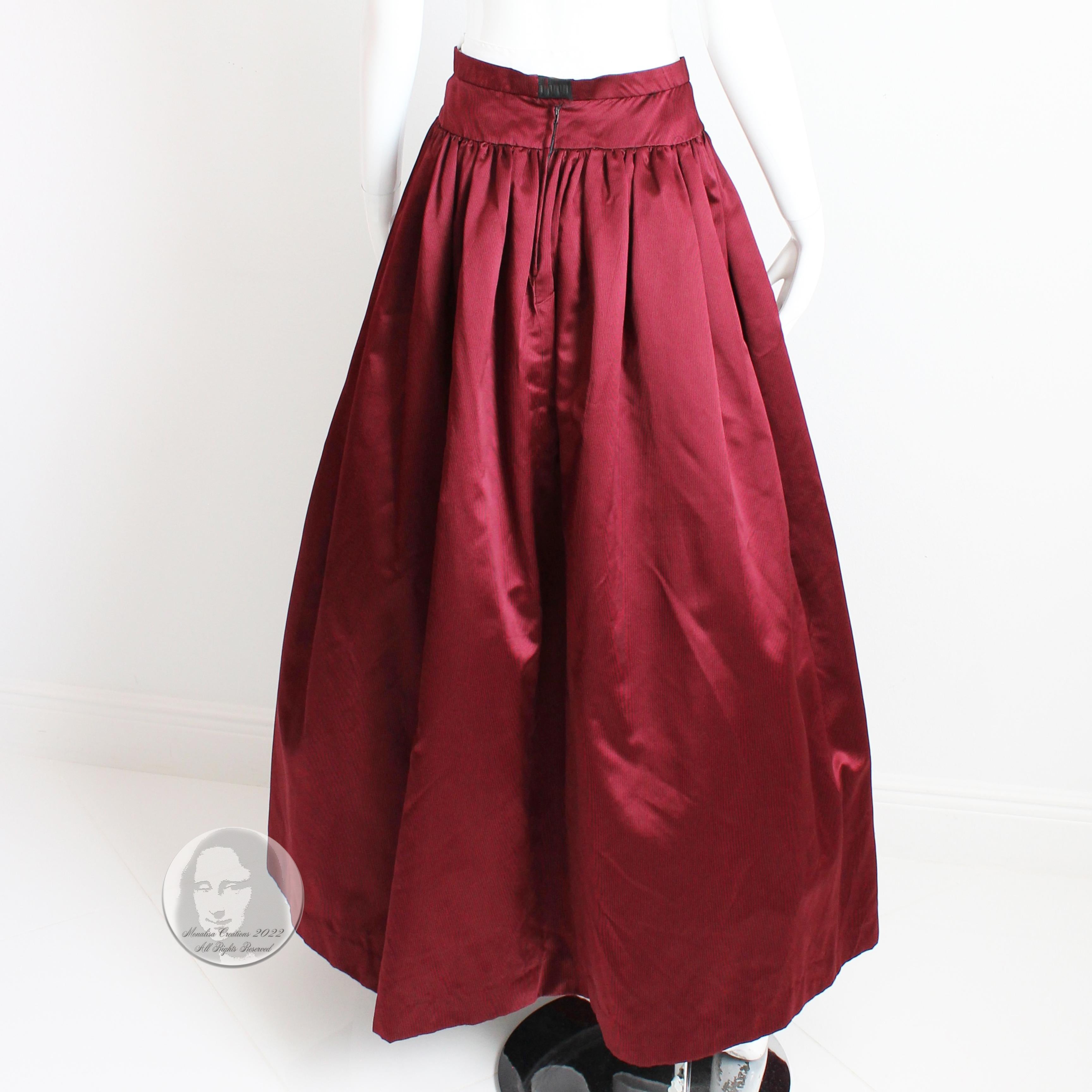 Women's or Men's Oscar de la Renta Silk Skirt Formal Evening Box Pleat Maxi Pinstripe Vintage 70s