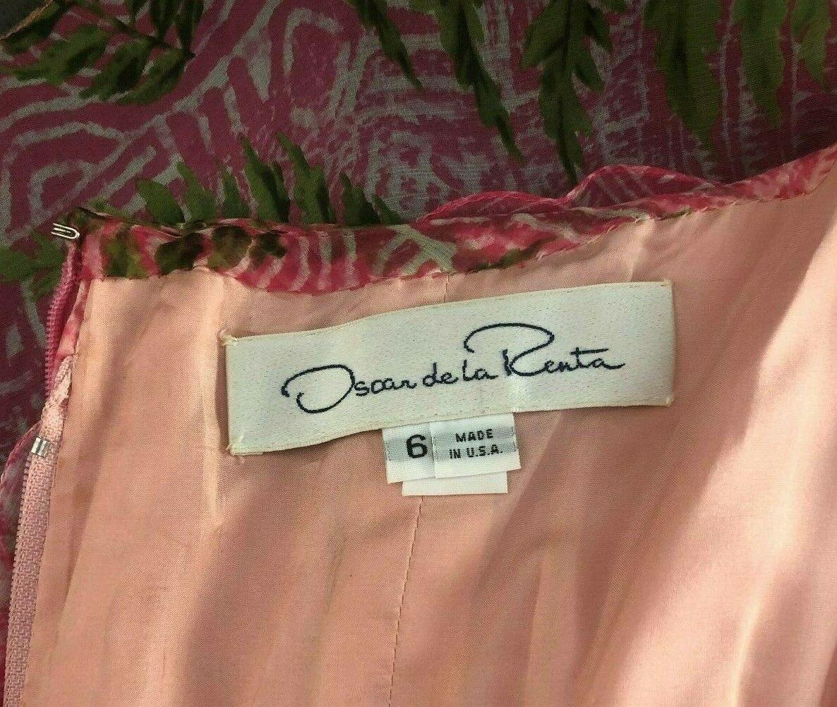 OSCAR DE LA RENTA Silk Strapless Pink Midi Dress w/ Belt Size 6 For Sale 5