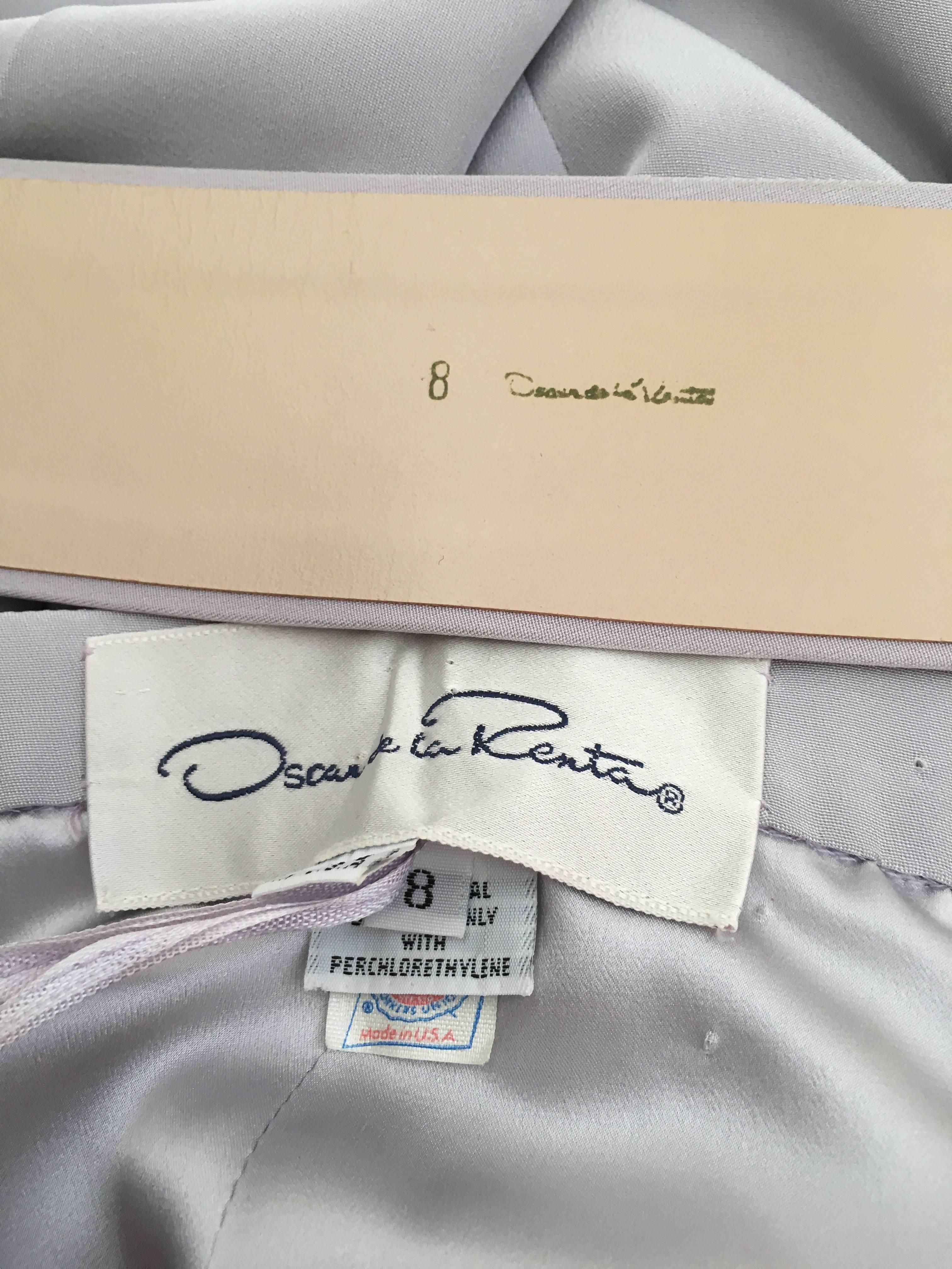 Oscar de la Renta Silver Grey Silk Pleated Pants with Pockets & Belt Size 6. 5
