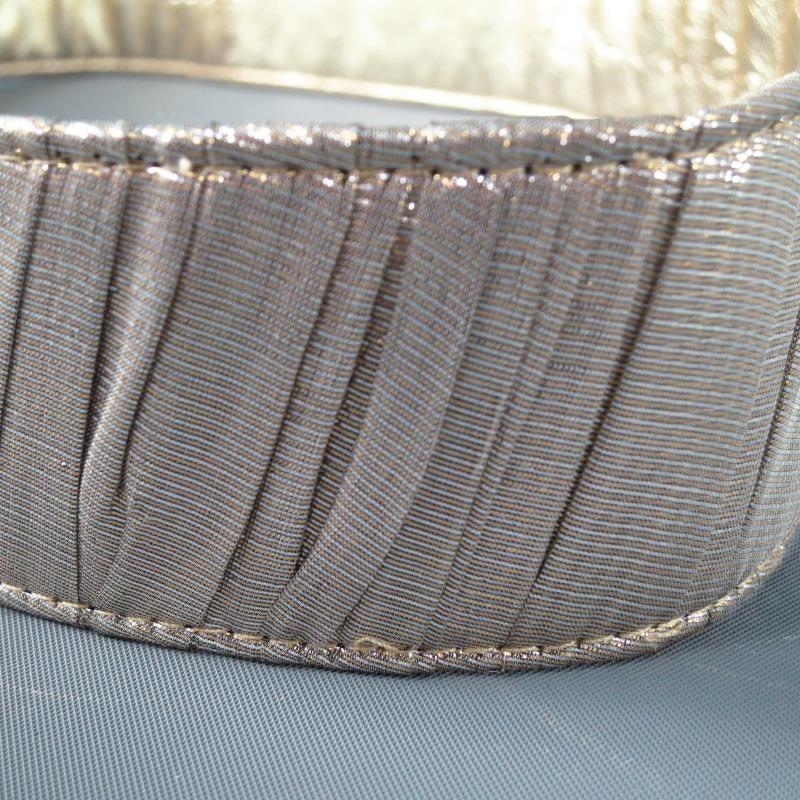 Women's OSCAR DE LA RENTA Silver Metallic Tulle Gold Knot Buckle Leather Belt