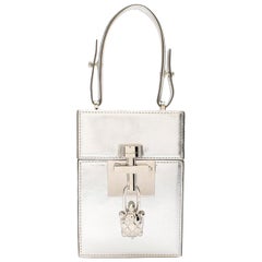 Oscar De La Renta Silver Mini Alibi Top Handle Box Bag - New Season