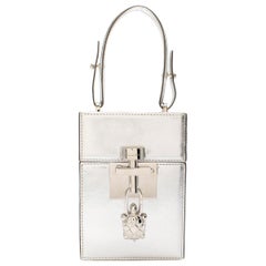 Oscar De La Renta Silver Mini Alibi Top Handle Box Bag - New Season