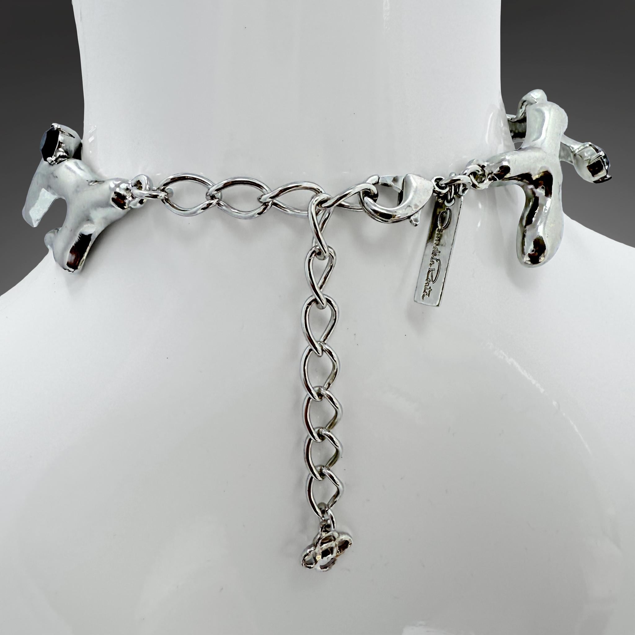 Oscar De La Renta - Girocollo con ramo di corallo placcato in argento e cristalli Swarovski in vendita 7