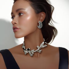 Oscar de la Renta Silver-Plated Coral Branch Choker with Swarovski Crystals