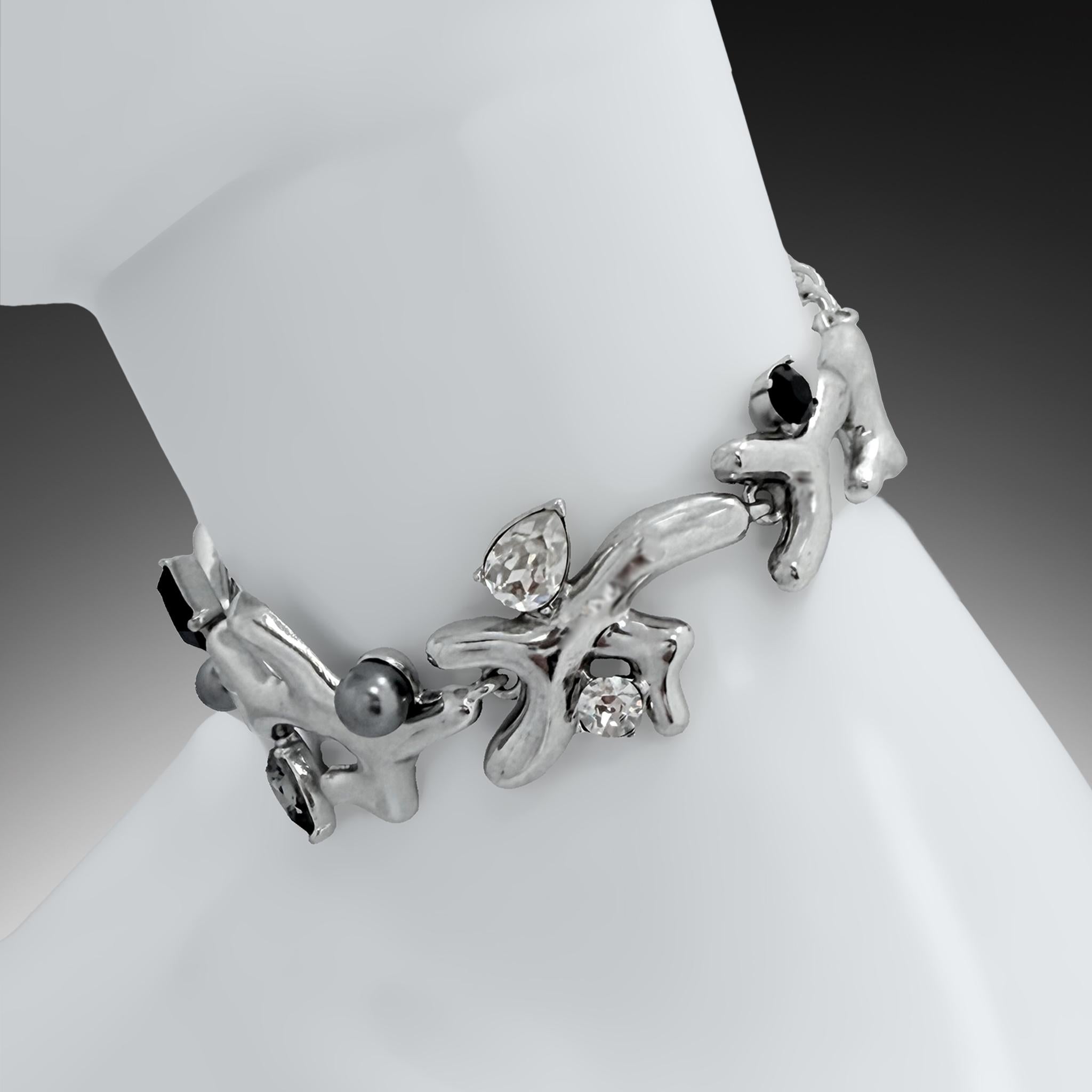 Donna Oscar De La Renta - Girocollo con ramo di corallo placcato in argento e cristalli Swarovski in vendita