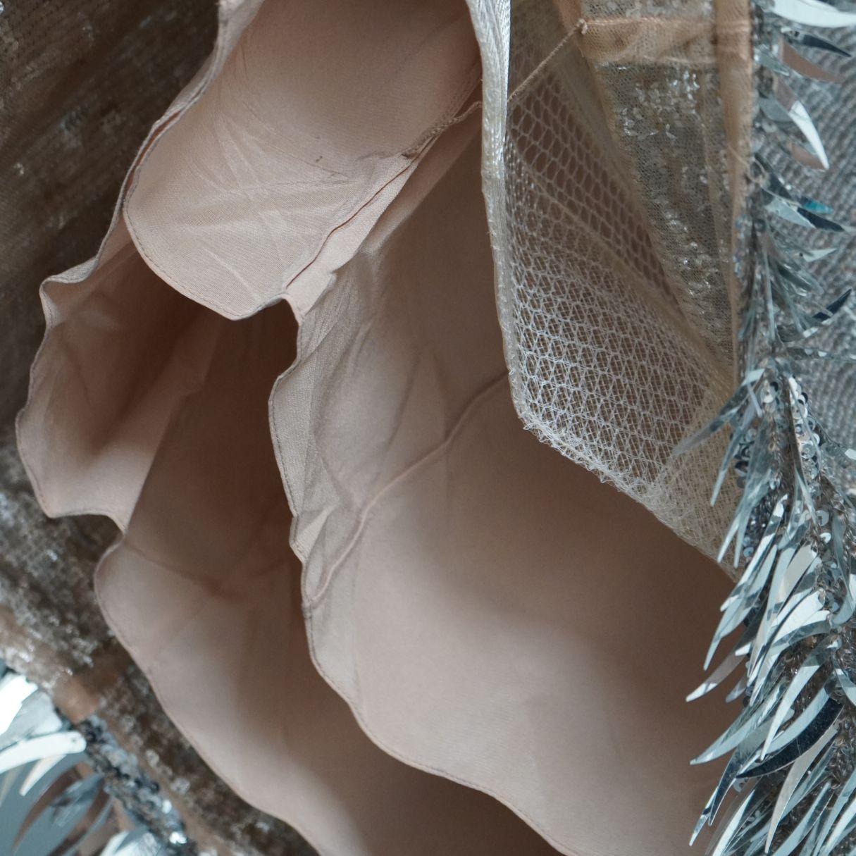 Oscar De La Renta Silver - Mini robe à franges pailletées en vente 7