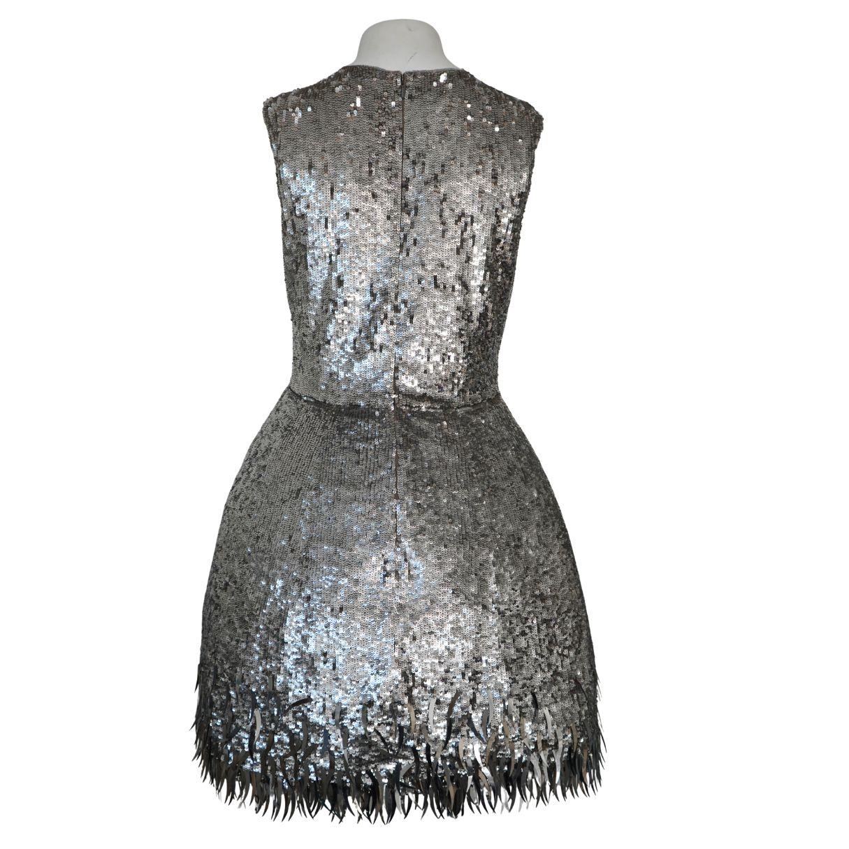 Oscar De La Renta Silver - Mini robe à franges pailletées Pour femmes en vente
