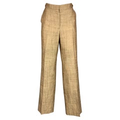 OSCAR DE LA RENTA Size 10 Brown & Cream Woven Dress Pants
