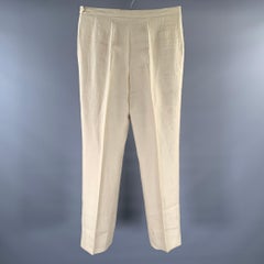 OSCAR DE LA RENTA Size 10 Cream Linen Dress Pants