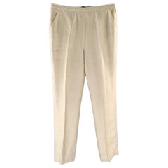 OSCAR DE LA RENTA Size 10 Cream Linen Dress Pants