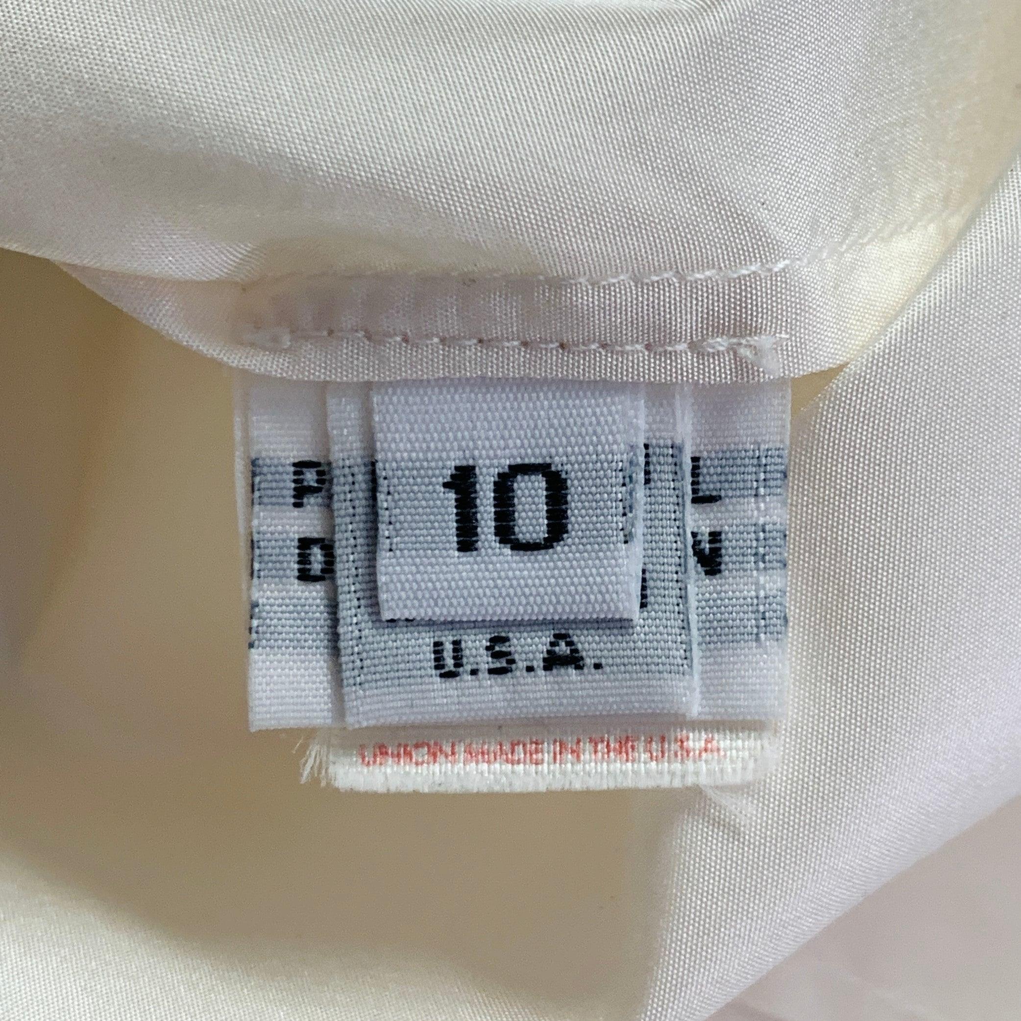 Oscar De La Renta Taille 10 Chemisier plissé à manches longues en taffetas crème en vente 1
