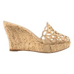OSCAR DE LA RENTA Size 11.5 Natural Cork Cutout VIRMA Platform Wedges