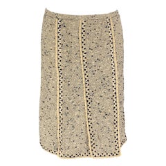 OSCAR DE LA RENTA Gonna a tulipano in cotone beige e blu taglia 12
