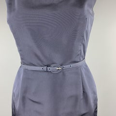 OSCAR DE LA RENTA Size 12 Navy Silk Sleeveless Sheath Cocktail Dress