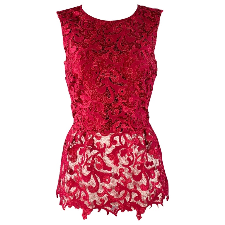 red sleeveless peplum dress Karen Millen