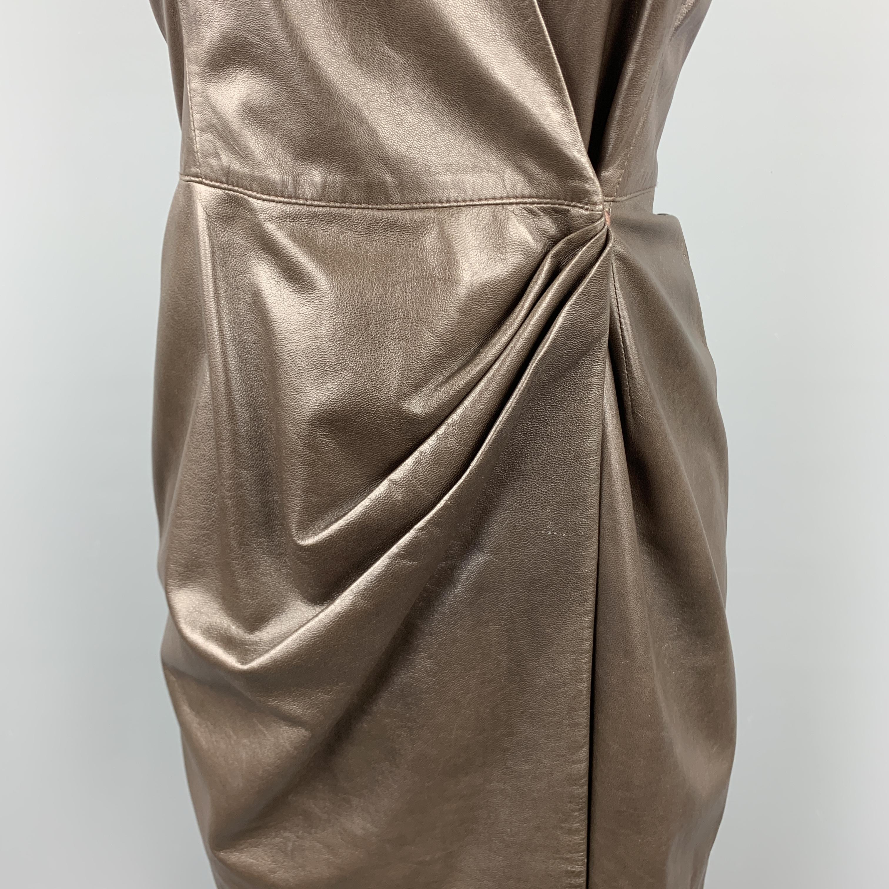 brown leather wrap dress