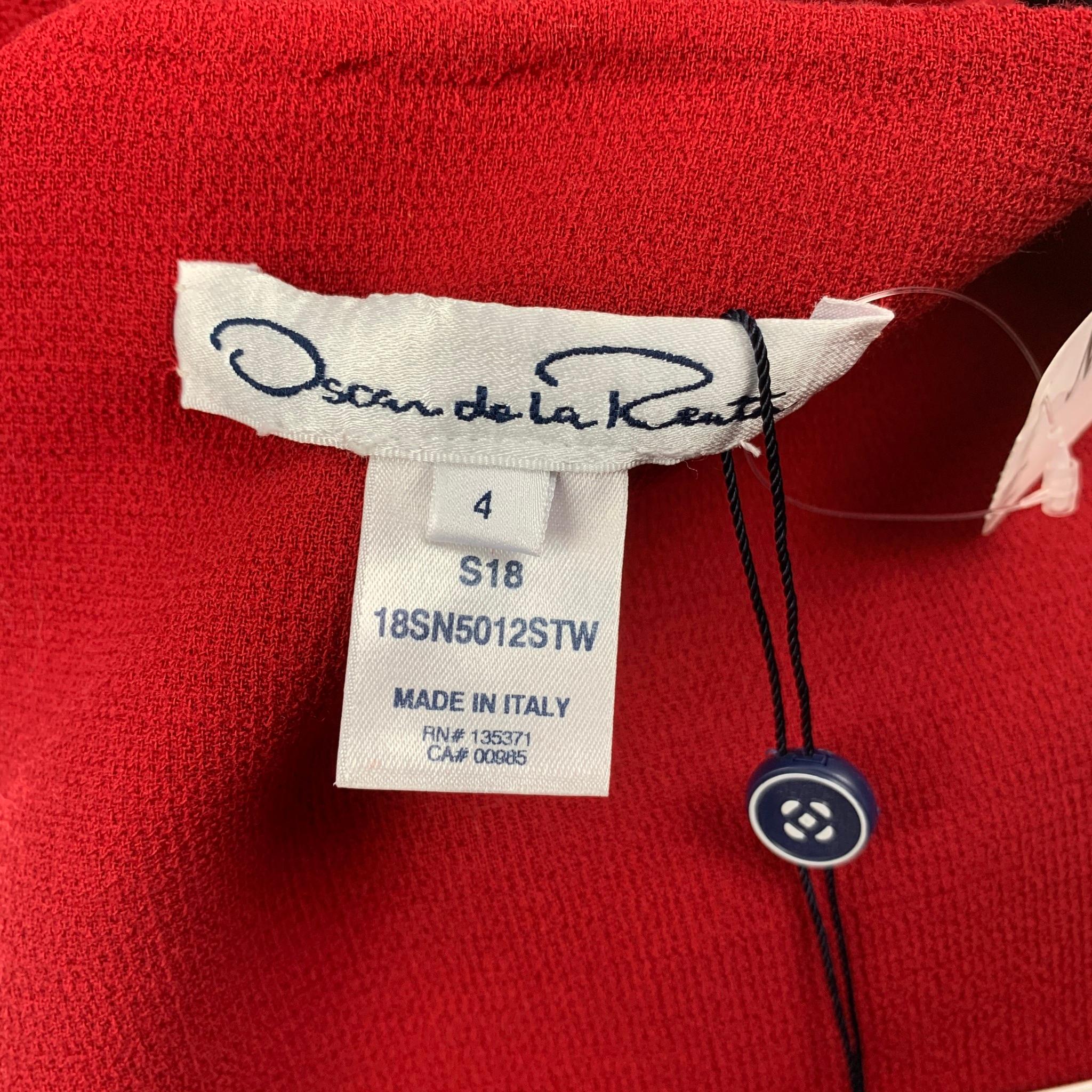 OSCAR DE LA RENTA Size 4 Red Virgin Wool Blend Cropped Coat 2