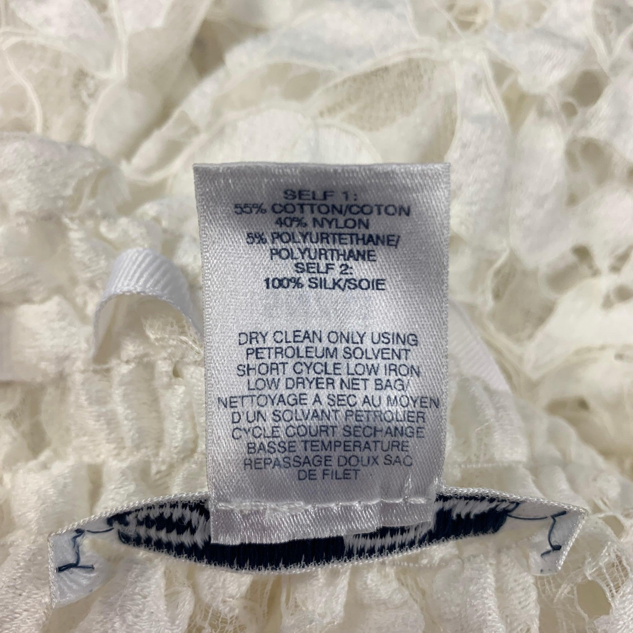 OSCAR DE LA RENTA Size 4 White Cotton Blend Long Sleeve Dress Top For Sale 1