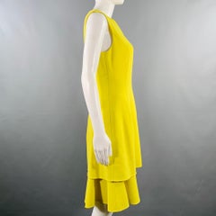 OSCAR DE LA RENTA Size 6 Neon Yellow Crepe Tiered Cocktail Dress