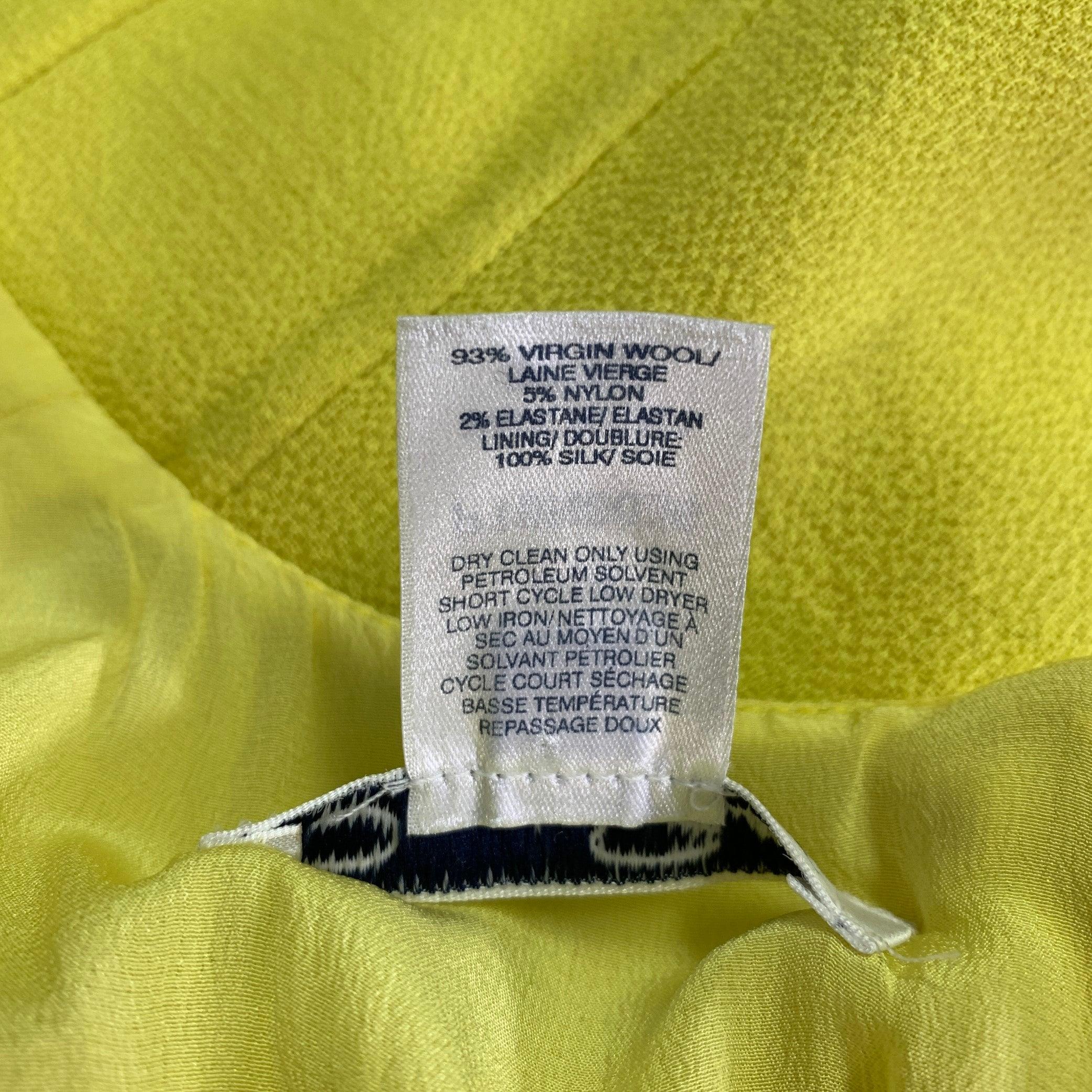 OSCAR DE LA RENTA Size 6 Neon Yellow Crepe Tiered Cocktail Dress For Sale 2