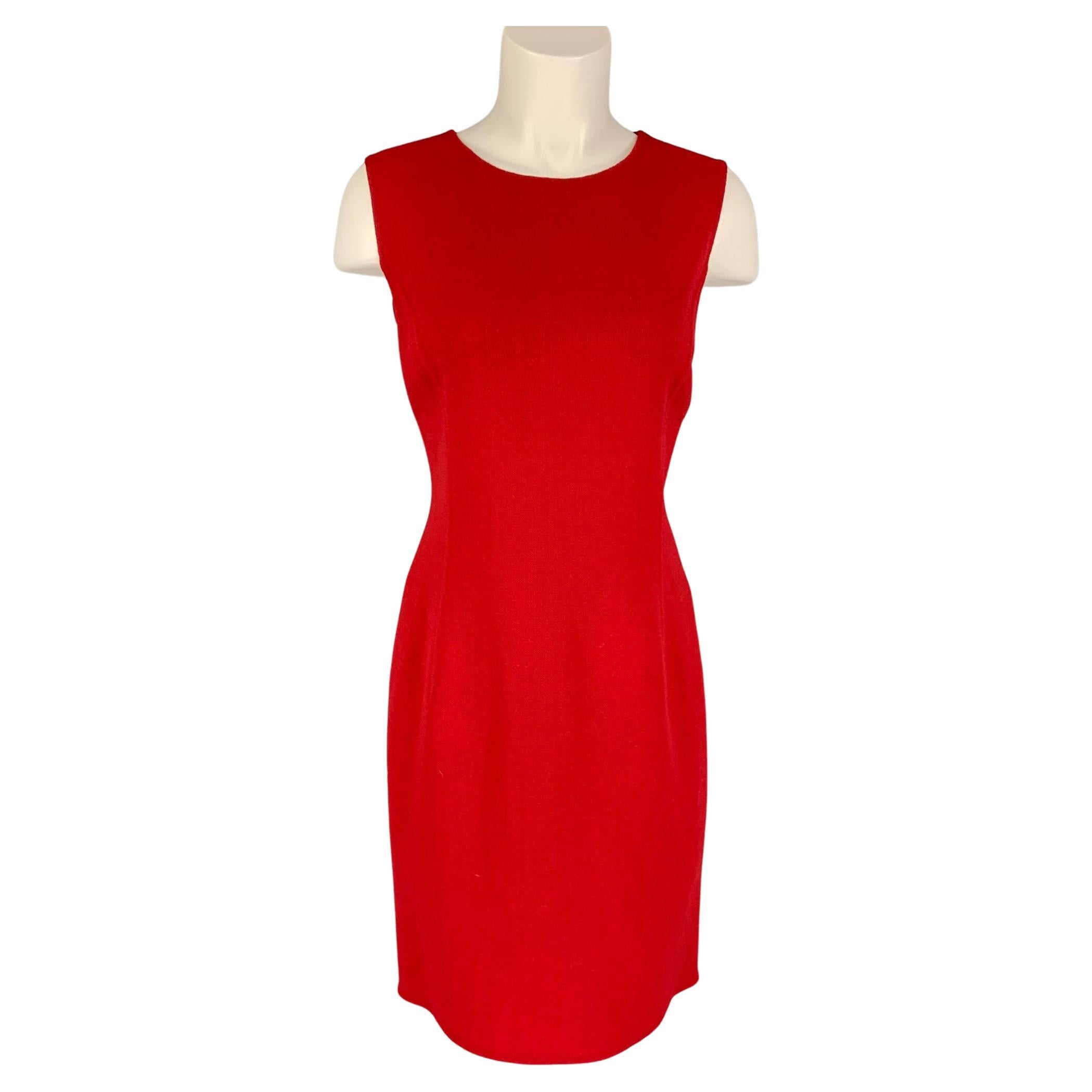 OSCAR DE LA RENTA Size 6 Red Virgin Wool Blend Shift Dress