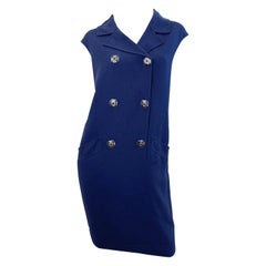 Oscar de la Renta Size 8 / 10 / 12 Navy Blue Cap Sleeve Sack Dress