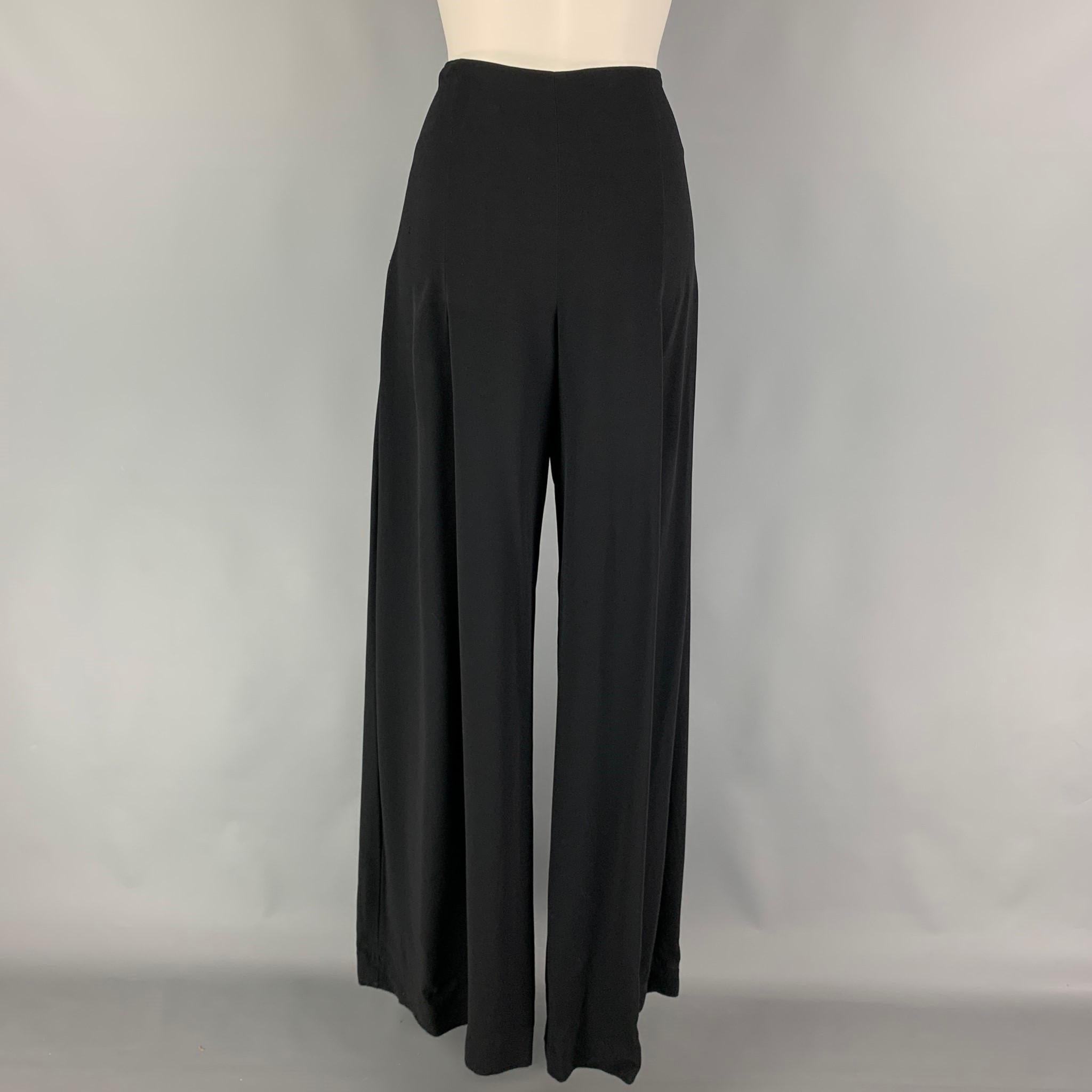 Women's OSCAR DE LA RENTA Size 8 Black Viscose High Waisted Dress Pants