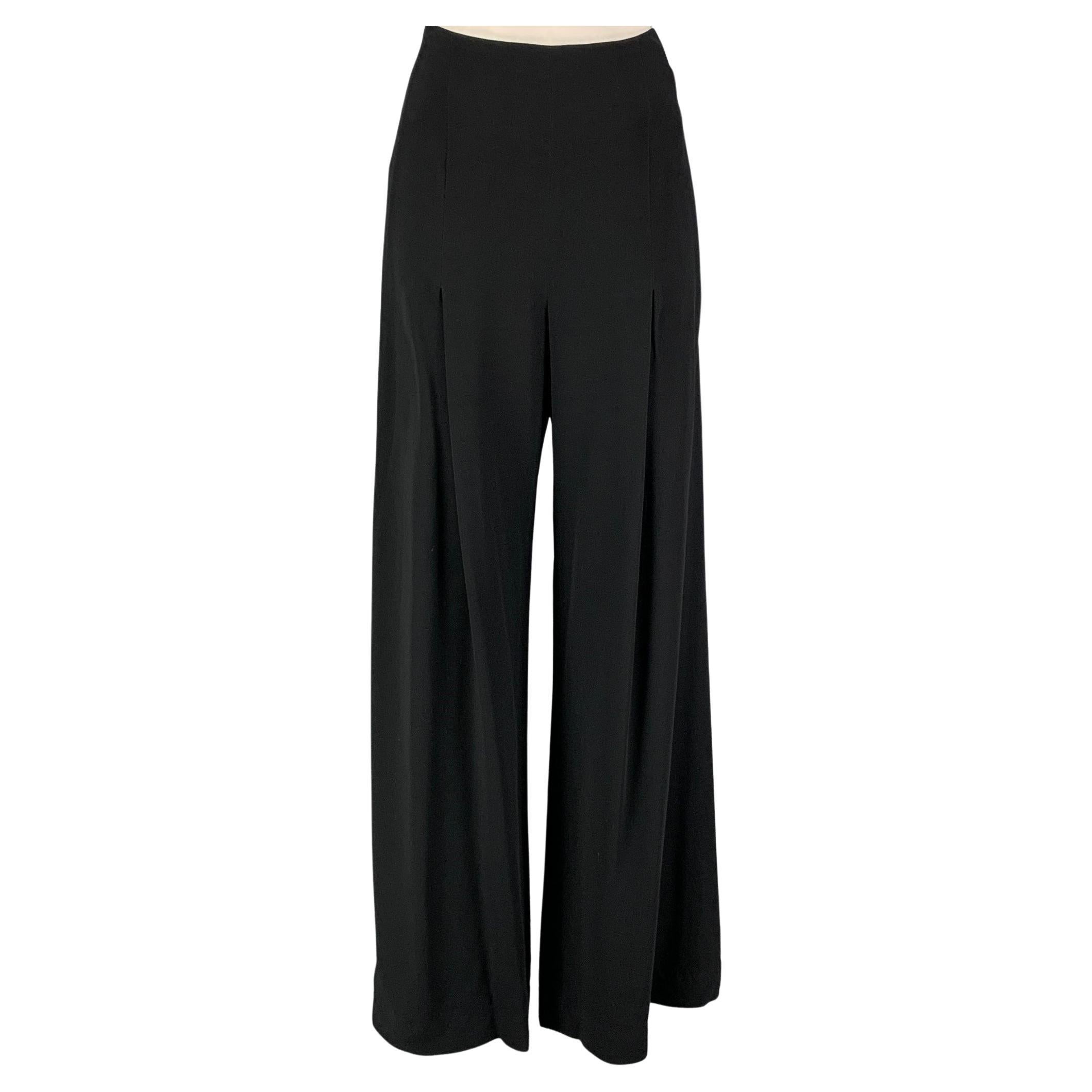 OSCAR DE LA RENTA Size 8 Black Viscose High Waisted Dress Pants