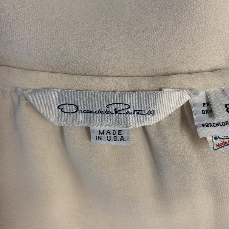 OSCAR DE LA RENTA Size 8 Cream Silk Dress Pants For Sale at 1stdibs
