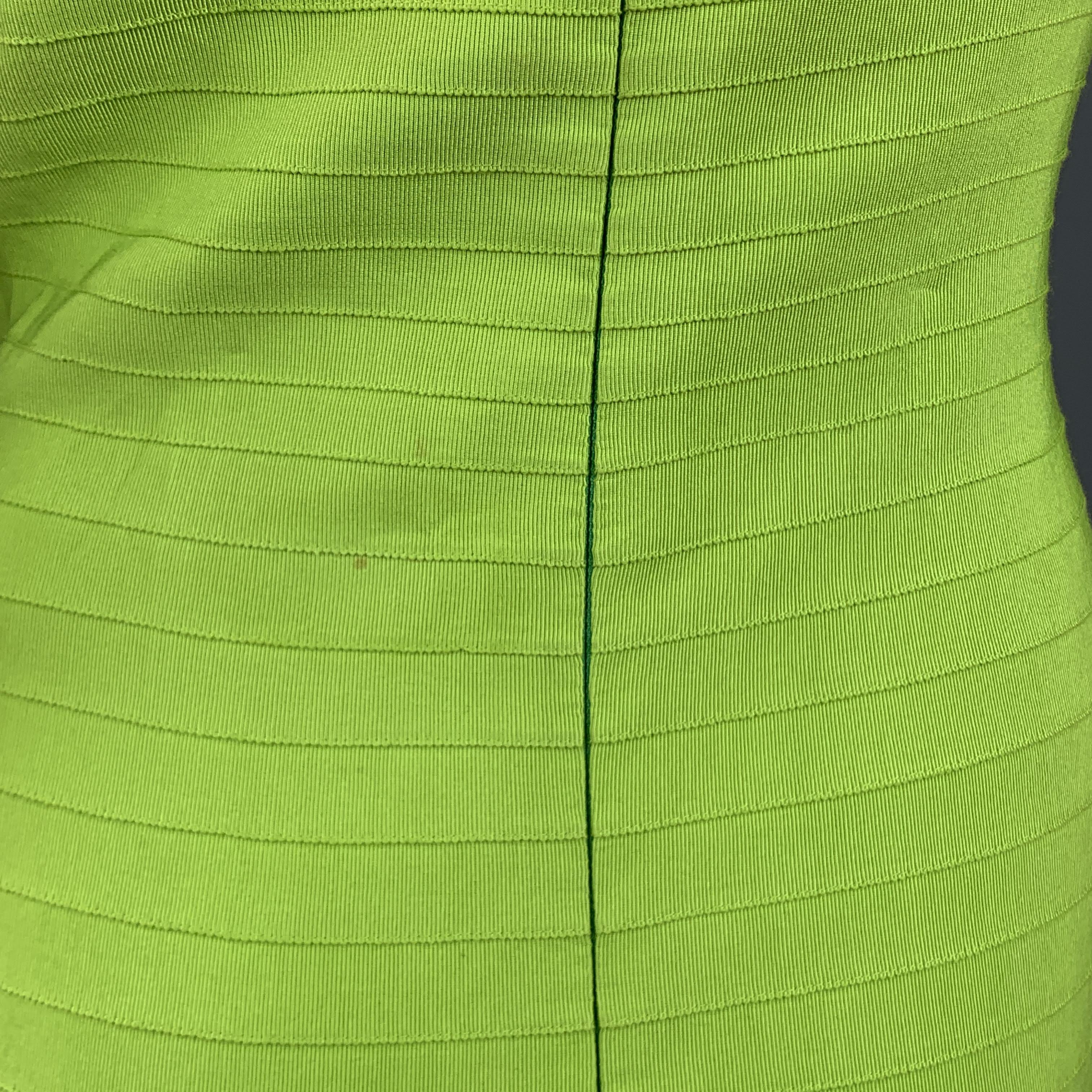 OSCAR DE LA RENTA Size 8 Green Turquoise & Pink Grosgrain Striped Gown 2