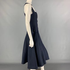 OSCAR DE LA RENTA Size 8 Navy Criss Cross Shoulder Straps Dress