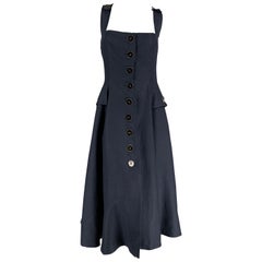 OSCAR DE LA RENTA Size 8 Navy Criss Cross Shoulder Straps Dress