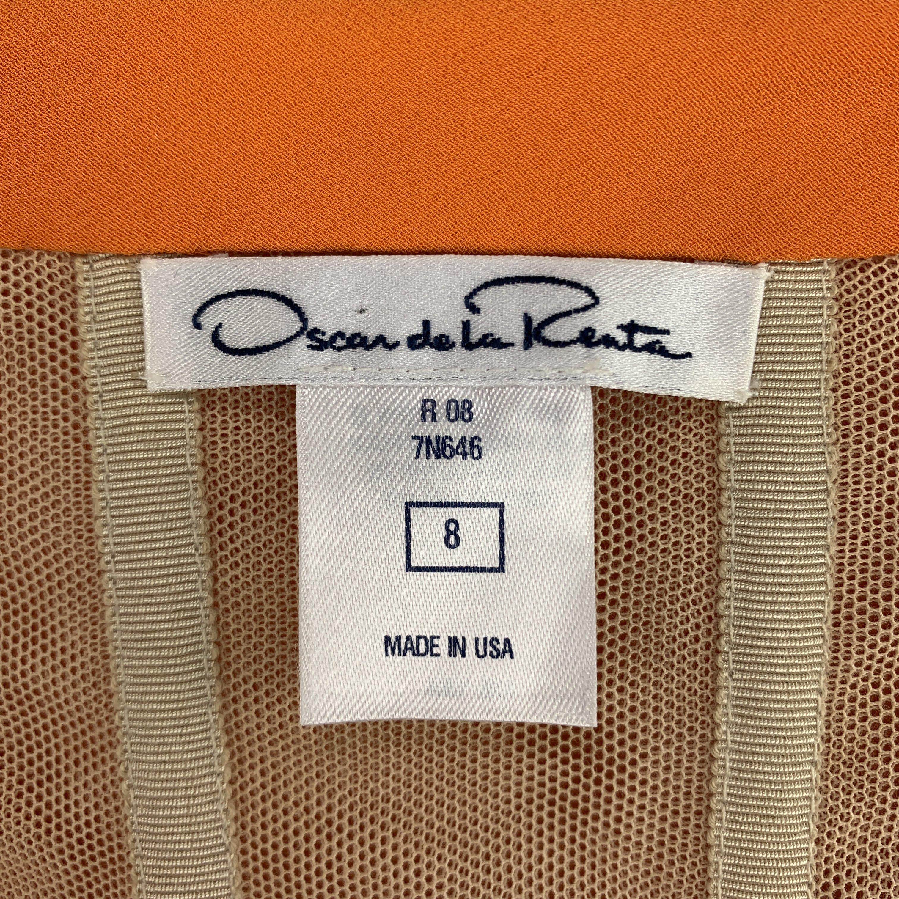 OSCAR DE LA RENTA Size 8 Orange Silk Diagonal Strap A Line Gown 4