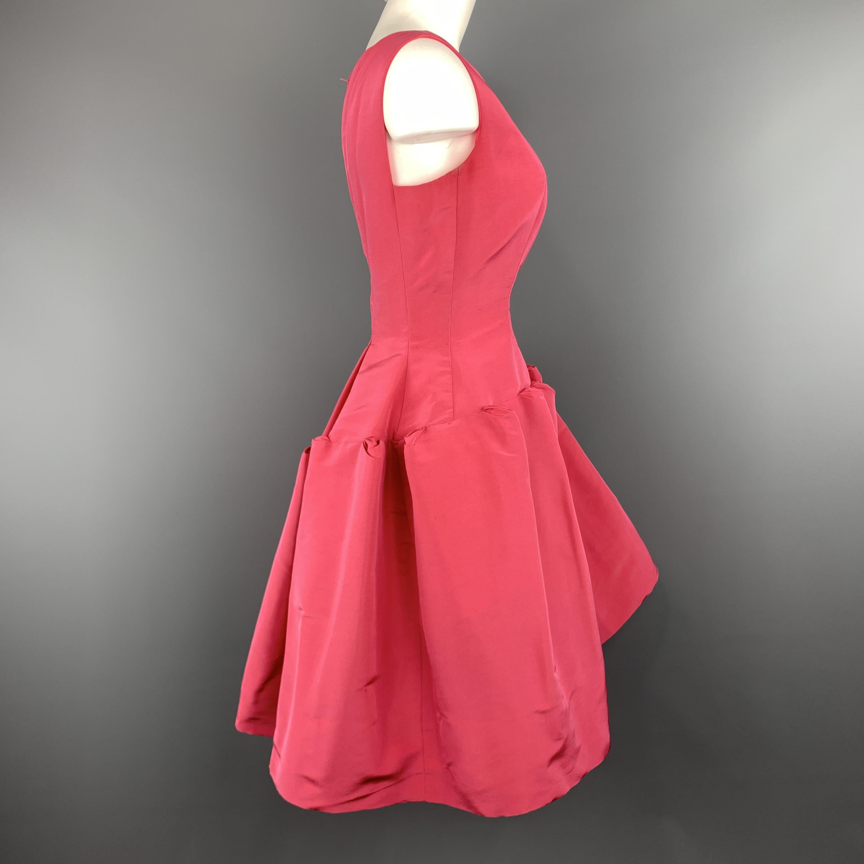 Women's OSCAR DE LA RENTA Size 8 Pink Faille Structured Skirt Cocktail Dress