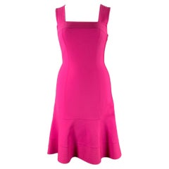 OSCAR DE LA RENTA Size 8 Pink Fuchsia Wool Sleeveless Knee-Length Dress