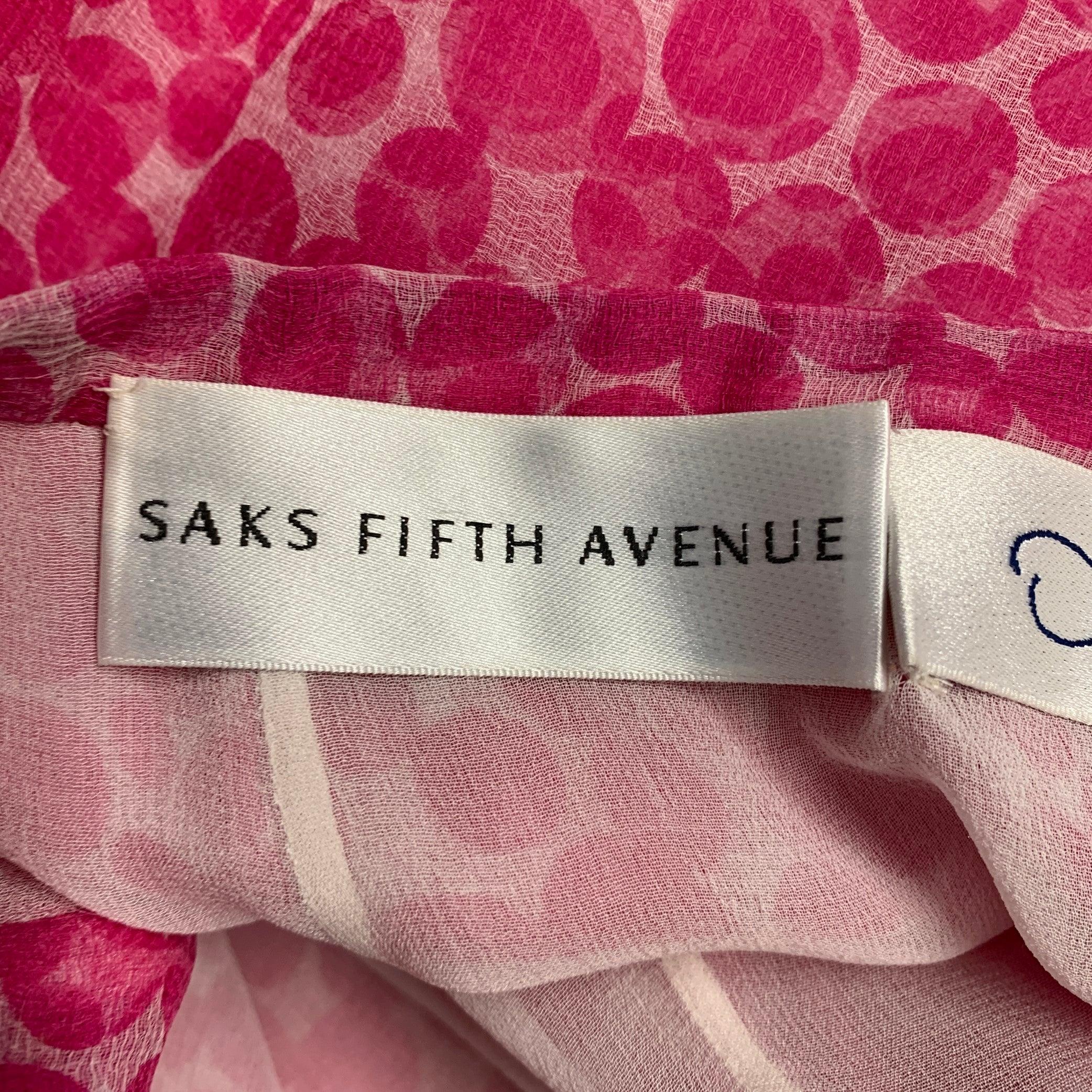 OSCAR DE LA RENTA Size 8 Pink White Dots Ruffle Long Skirt For Sale 2