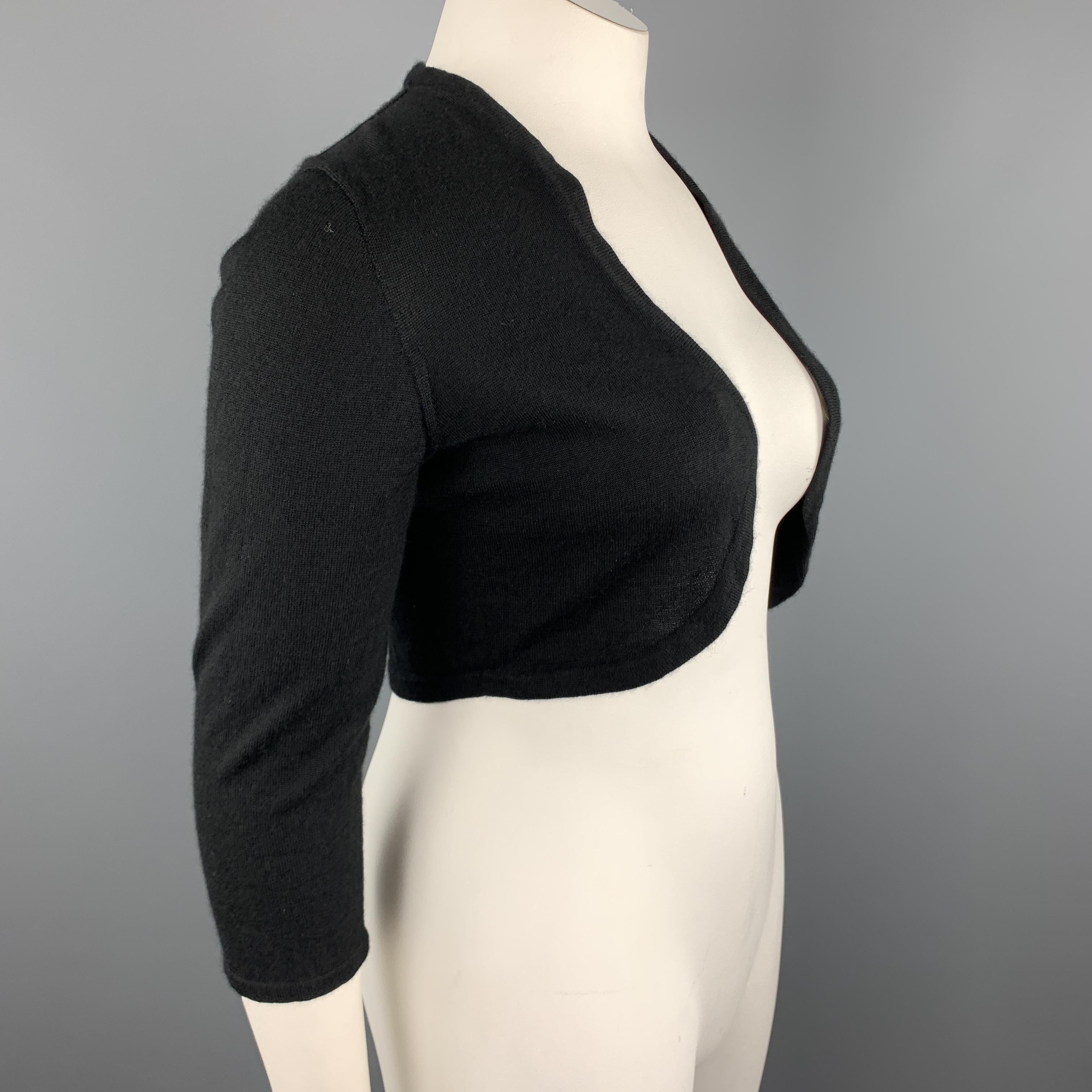 Women's OSCAR DE LA RENTA Size L Black Cashmere / Silk Bolero Cardigan